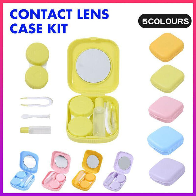 Pocket Plastic Mini Contact Lens Case Kit Outdoor Travel Holder Mirror Container - Aimall