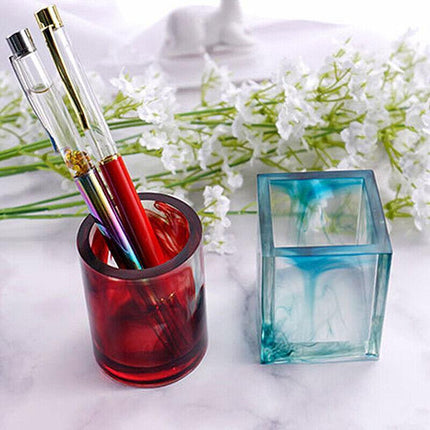 Silicone Mold Resin Epoxy Crystal Crafts Making Brush Pot Pen Holder Mould DIYAU - Aimall