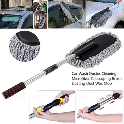 Car Wash Duster Cleaning Microfiber Telescoping Brush Dusting Dust Wax Mop - Aimall