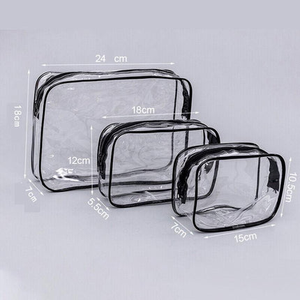 4PCS PVC Toiletry Bag Clear Transparent Plastic Travel Cosmetic Make Up Zipper - Aimall