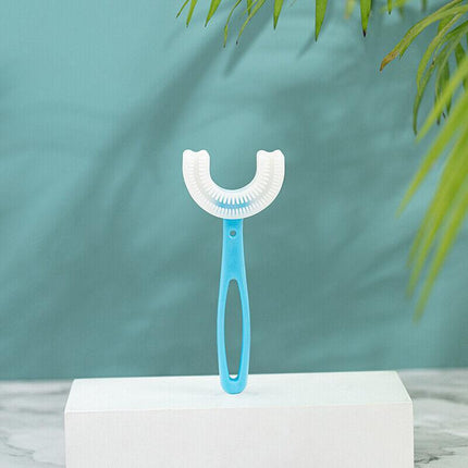 Children U Shaped Toothbrush Soft Silicone Head Brush 360° Oral Teeth Cleaning - Aimall