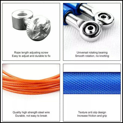 AOLIKES Adjustable High Speed Steel Skipping Jump Rope Dual Bearings Gym Boxing - Aimall