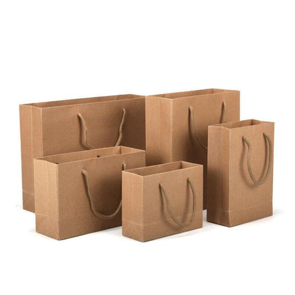 Kraft Paper Bags 50 x Bulk, Gift Shopping Carry Craft Brown Bag with Handles AU - Aimall
