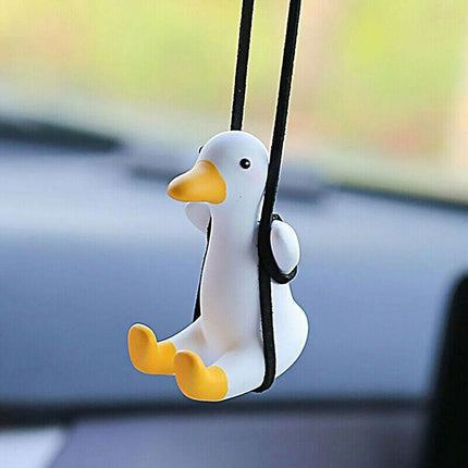 Car Pendant Cute Anime Little Duck Swing Auto Rearview Mirror Hanging Ornament - Aimall