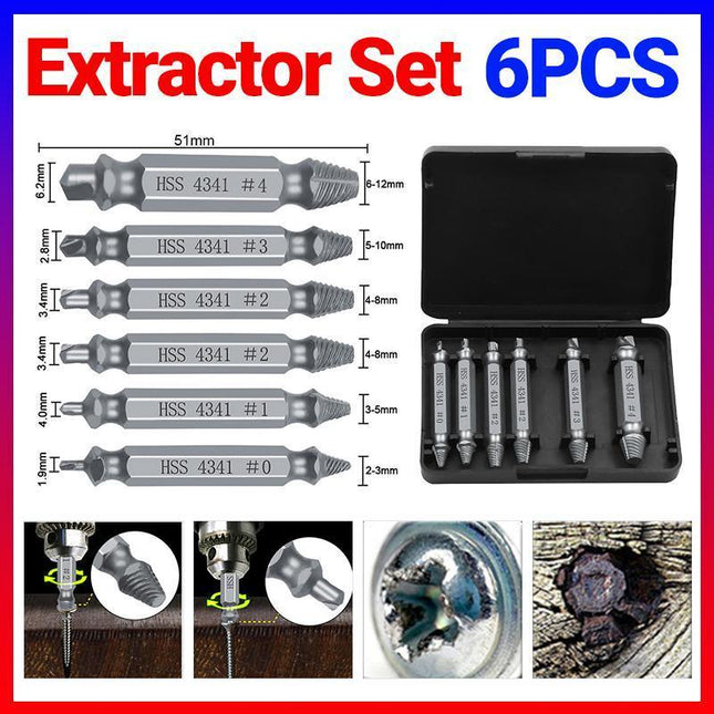 6PCS Damaged Screw Extractor Set Easy Out Broken Drill Bit Remover Kit Speed Out - Aimall