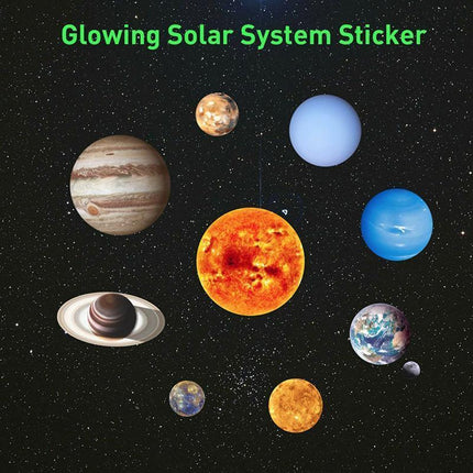 Glow In The Dark Solar System Wall Sticker 10 Planet - Aimall