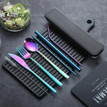9PCS Premium Cutlery Travel (Portable) Set Stainless Steel (Knife, Fork, Spoon) - Aimall