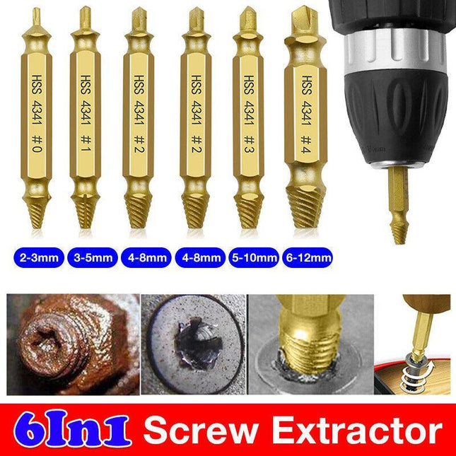 6PCS Damaged Screw Extractor Speed Out Drill Bits Tool Set Broken Bolt Remover - Aimall