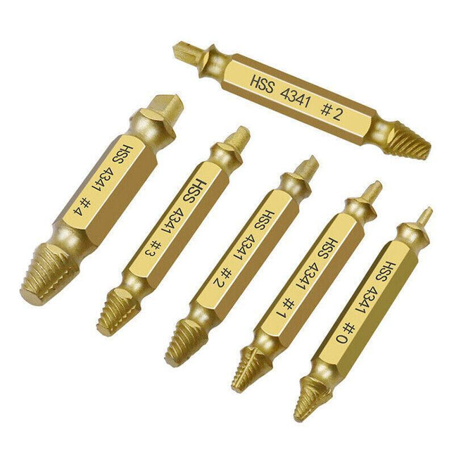 6PCS Damaged Screw Extractor Speed Out Drill Bits Tool Set Broken Bolt Remover - Aimall