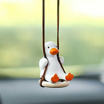 Car Pendant Cute Anime Little Duck Swing Auto Rearview Mirror Hanging Ornament - Aimall