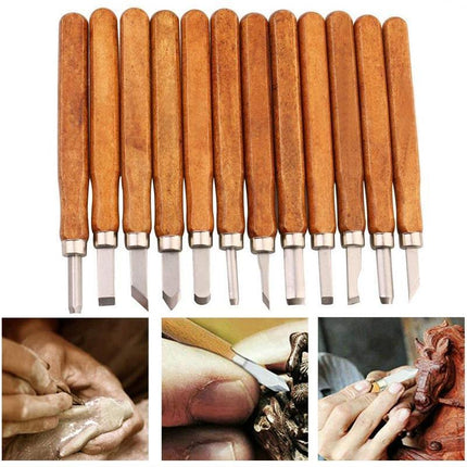 12PCS Wood Carving Tool Chisels Set Woodcut Knife Arts Crafts Woodworking Chisel - Aimall