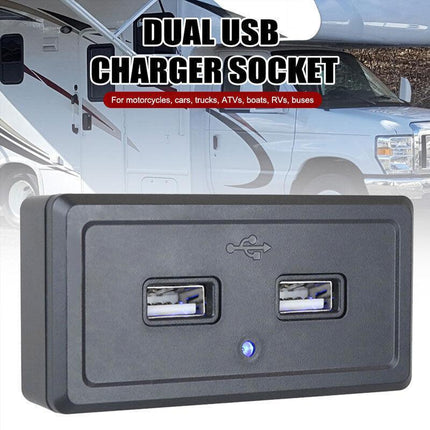 3.1A Dual USB Port Fast Charger Socket Power Outlet Panel 12V Motorcycle Car RV - Aimall