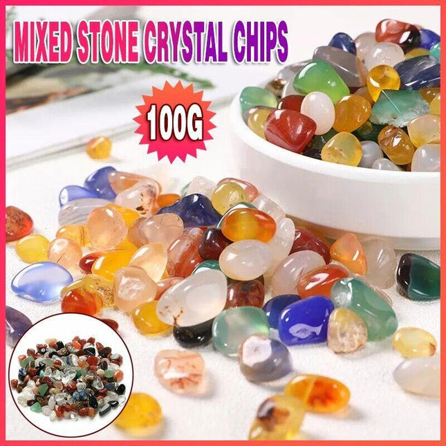 Mixed Stone Crystal Chips Small Colorful Gemstone Polished Stones-100g Bulk Lot - Aimall