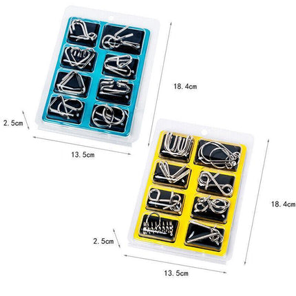 16PCS Classic IQ Metal Puzzle Brain Teaser Disentanglement Wire Puzzles Game Toy - Aimall