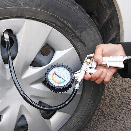Air Tyre Inflator Pressure Meter Car Truck Tire Pump Hose Gauge Compressor Tools - Aimall