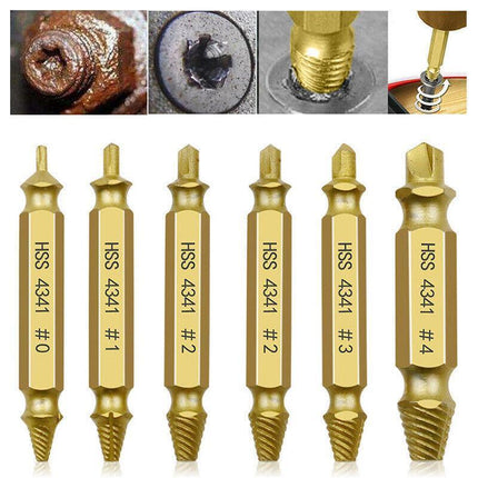 6PCS Damaged Screw Extractor Speed Out Drill Bits Tool Set Broken Bolt Remover - Aimall