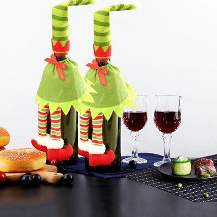 4X Christmas Bottle Covers Gift Holder Bags Red Wine Clothes Dot Decoration Bag - Aimall