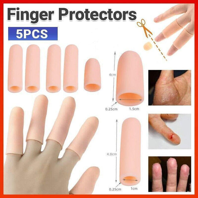 5PCS Silicone Finger Protector Finger Caps Tube Anti-slip Finger Cover AU Stock - Aimall