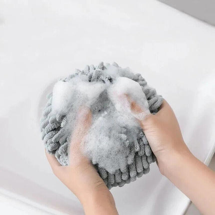 2X Absorbent Hand Towel Chenille Hanging Washcloth Handball Kitchen Bathroom AU - Aimall