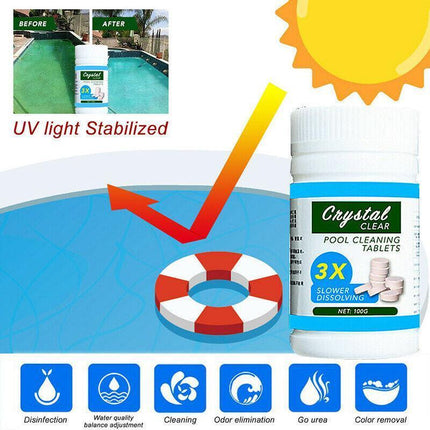 100 Pool Cleaning Tablets Floating Chlorine Hot Tub Chemical Dispenser Cleaner - Aimall