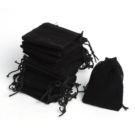 Black Velvet Pouch Drawstring Bags Wedding Favours Gift Party Jewellery Packing - Aimall
