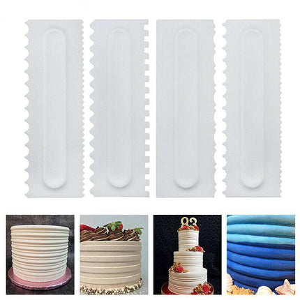 4Pcs Cake Decorating Icing Smoother Edge Frosting Scraper Comb Pastry SpatulasAU - Aimall