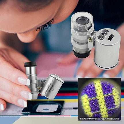 60X Magnifying Loupe Jewelry Jewelers Pocket Magnifier Loop Eye Coins Led Light - Aimall