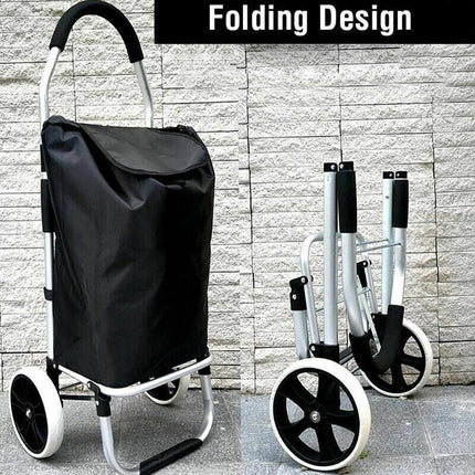 Shopping Cart Trolley Grocery Aluminium Foldable Luggage Wheels Basket Carts Bag - Aimall