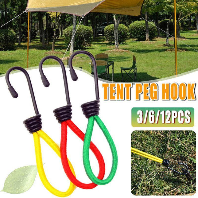 3 -12 X Antislip Stretch Latex Tent Peg Hook Camping Accessories Rope Outdoor AU - Aimall