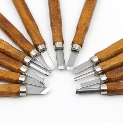 12PCS Wood Carving Tool Chisels Set Woodcut Knife Arts Crafts Woodworking Chisel - Aimall