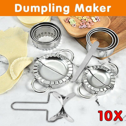 10 Dumpling Maker Stainless Steel Dough Press Pie Ravioli Making Mold Mould Tool - Aimall