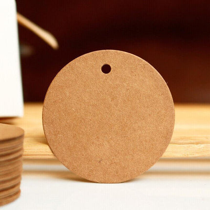 200PCS Kraft Paper Tags Round 5X5 cm Brown Card Cardboard Wedding Party Gift DIY - Aimall