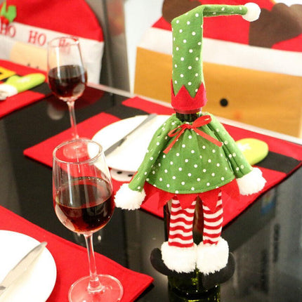 4X Christmas Bottle Covers Gift Holder Bags Red Wine Clothes Dot Decoration Bag - Aimall