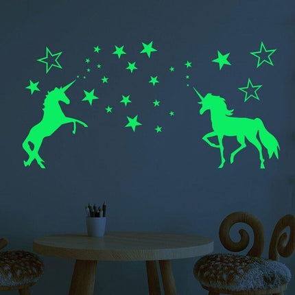 Unicorn Glow In The Dark Stars Wall Stickers Kids Bedroom Decals DIY Decor - Aimall