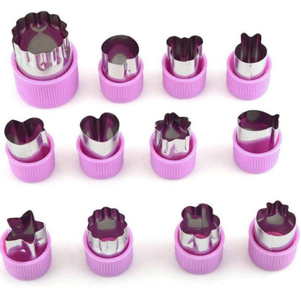 12xStainless Steel Fruit Vegetable Mini Cookie Shape Cutter Set Kid Food Mold OD - Aimall