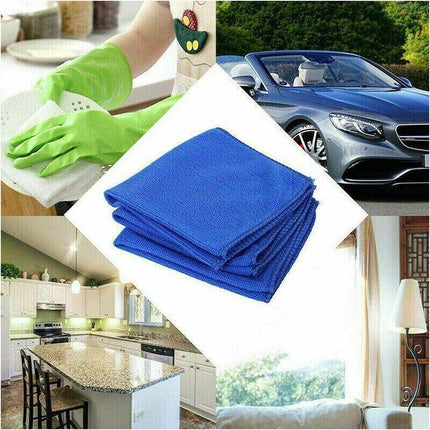 50PCS Blue Microfibre Cloths Car Cleaning Cloth Detailing Towels Washing Duster - Aimall