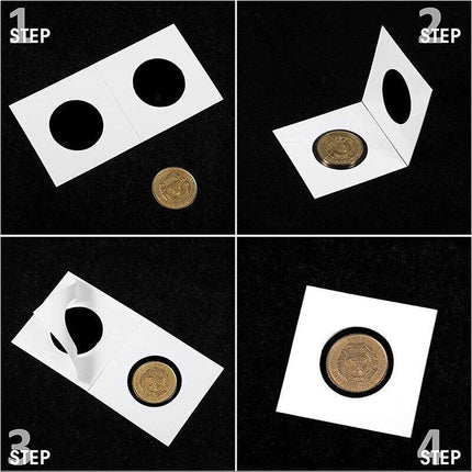 100X Staple Coin Holder Display Clear Window Storage Protect Penny Cent - Aimall