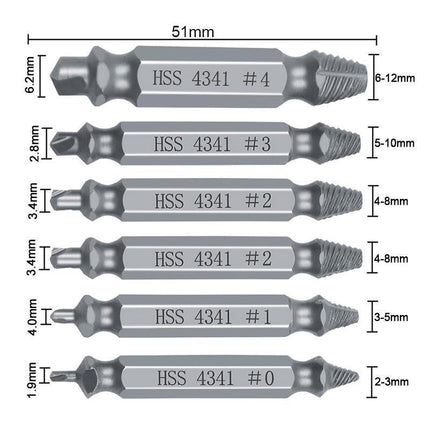 6PCS Damaged Screw Extractor Set Easy Out Broken Drill Bit Remover Kit Speed Out - Aimall