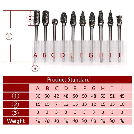 10x Tungsten Steel Solid Carbide Rotary Burrs Bit For Dremel Accessories Tool HG - Aimall