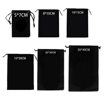 Black Velvet Pouch Drawstring Bags Wedding Favours Gift Party Jewellery Packing - Aimall