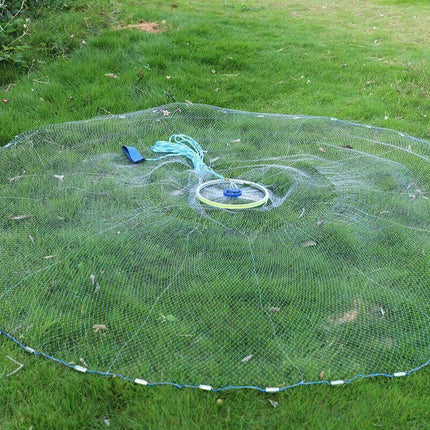 8ft 12ft Fishing Cast Net Quick Throw Nylon Mesh Drawstring Chain Bottom Spread - Aimall