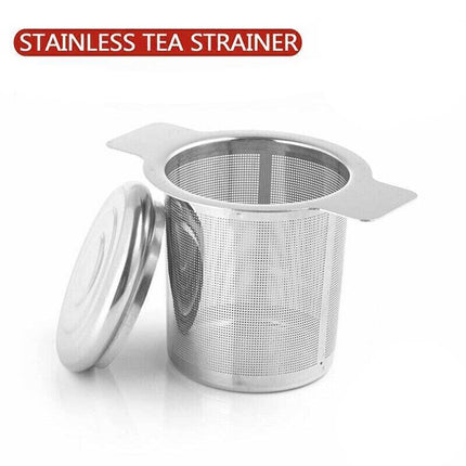 Tea Infuser with Lid Mesh Stainless Steel Metal Cup Strainer Loose Leaf Filter - Aimall