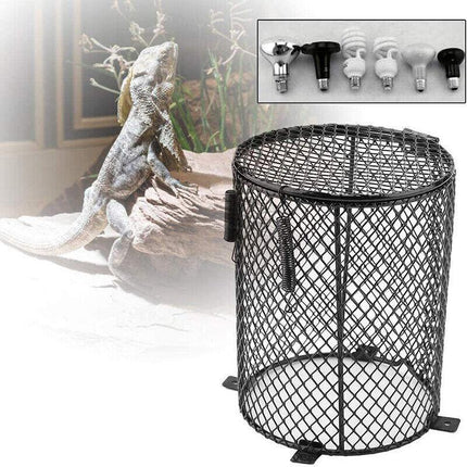 Round Reptile Heat Lamp Light Bulb Mesh Cage Protector Enclosure 11.5x15.5cm AU - Aimall