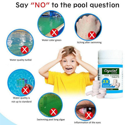 100 Pool Cleaning Tablets Floating Chlorine Hot Tub Chemical Dispenser Cleaner - Aimall