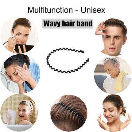 Fashion Men Women Girls Sports Metal Wave HOOP Headband Hair Band Unisex AU - Aimall