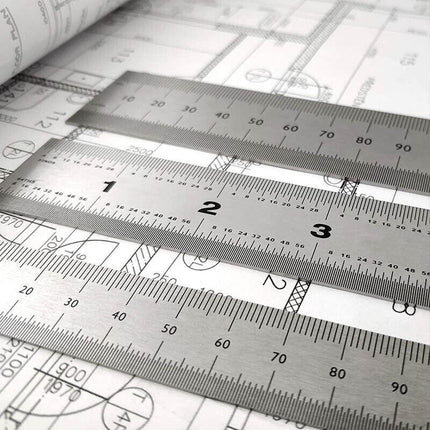 1/2 x 10cm 15cm 20cm Double Sided Stainless Steel Metal Ruler Rule Precision AU - Aimall