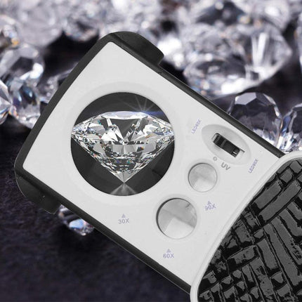 30x 60x 90x Jewellers Loupe LED Magnifier Loop Side Light Magnifying Glass Lens - Aimall