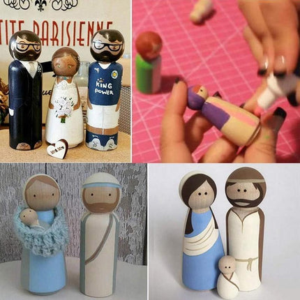 20X Unfinished Wooden Peg Dolls Wooden Tiny Doll Bodies People Decor Wood Crafts - Aimall