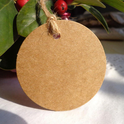 200PCS Kraft Paper Tags Round 5X5 cm Brown Card Cardboard Wedding Party Gift DIY - Aimall