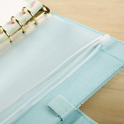 12x A5/A6/A7 Binder Pocket Zipper 6 Holes PVC Document Filling Bags Clear Kit - Aimall